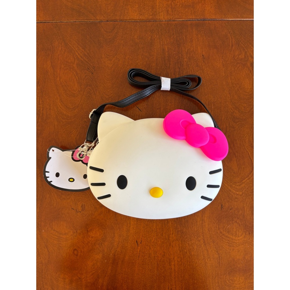 Hello Kitty Sanrio Silicone Crossbody Bag White Pink Bow Kids Purse 34273 NWT